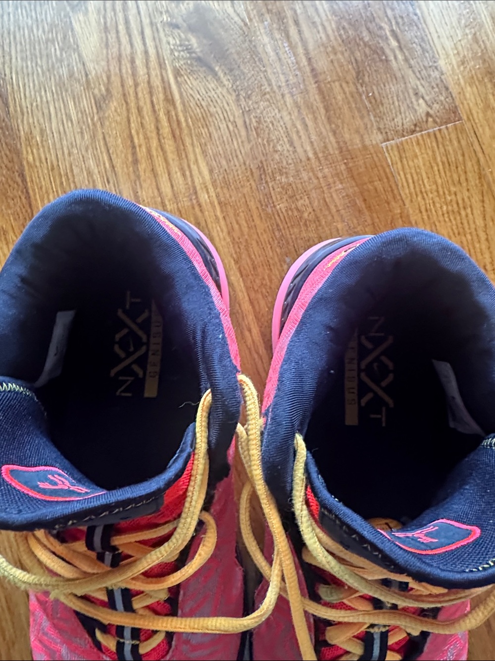 Nike Red and Yellow Basketball Shoes - Picture 9 of 9